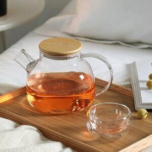 NWT Glass Teapot Stovetop Safe teapots with Removable Filter Spout